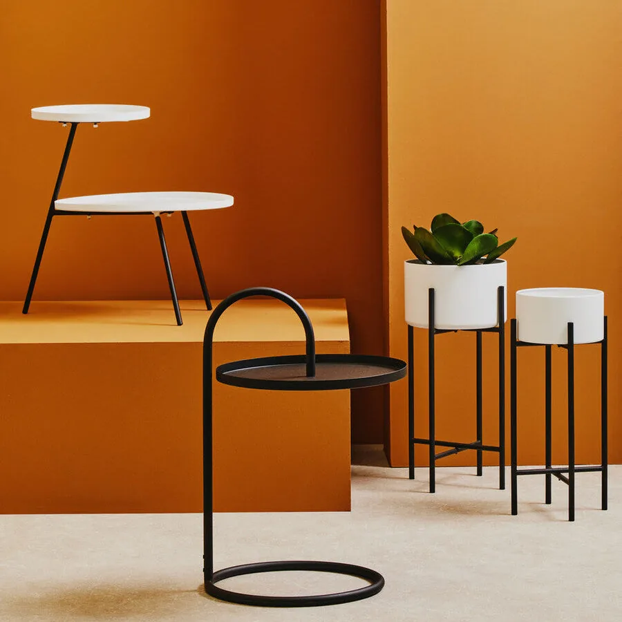 Trosa Small White & Black Floor Standing Planter
