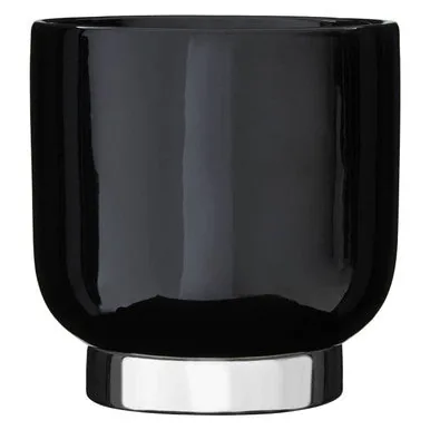 Callie Black Small Planter With Silver Base