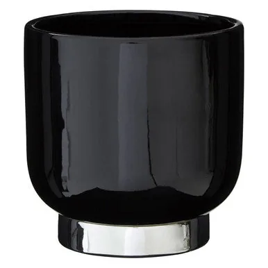 Callie Black Small Planter With Silver Base