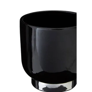 Callie Black Small Planter With Silver Base