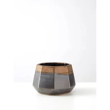 Jet Small Metal Gold Contemporary Planter