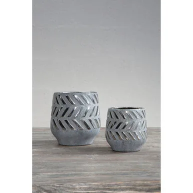 Helaine Grey & Silver Large Ceramic Planter