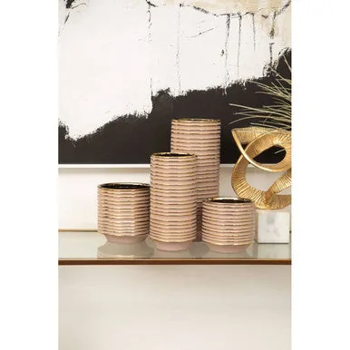 Haldis Blush Pink & Gold Small Ceramic Planter