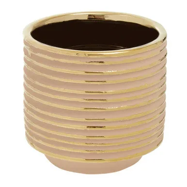 Haldis Blush Pink & Gold Small Ceramic Planter