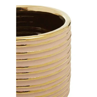 Haldis Blush Pink & Gold Small Ceramic Planter