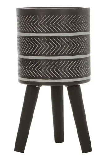 Darnell Small Chevron White Modern Planter
