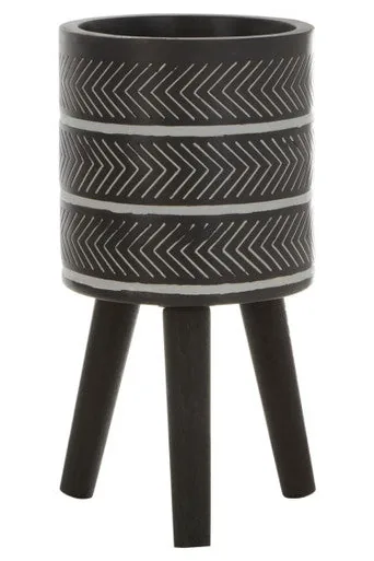 Darnell Small Chevron White Modern Planter