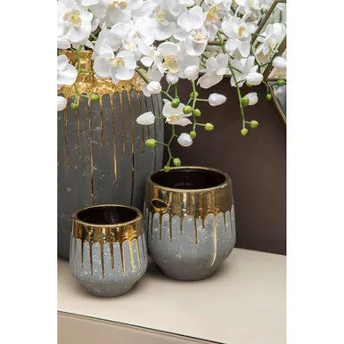 Cyrus Large Grey & Gold Planter