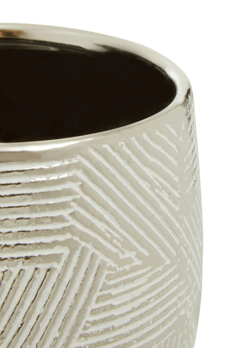 Honna Small White Silver Ceramic Planter
