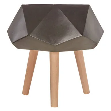 Darnell Small Black Geometric Planter With Legs