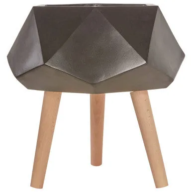 Darnell Small Black Geometric Planter With Legs