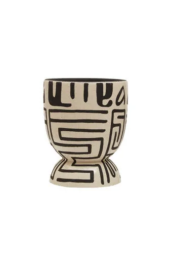 Barren Earthenware White & Black Hand Painted Planter
