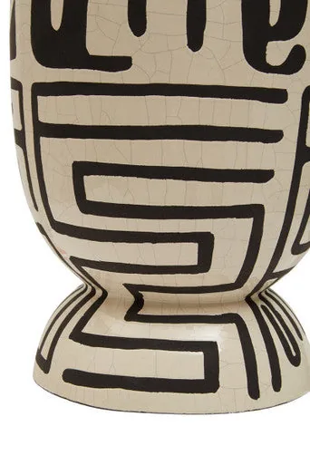 Barren Earthenware White & Black Hand Painted Planter