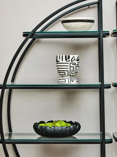 Barren Earthenware White & Black Hand Painted Planter