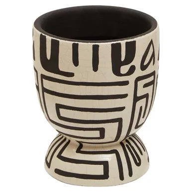 Barren Earthenware White & Black Hand Painted Planter
