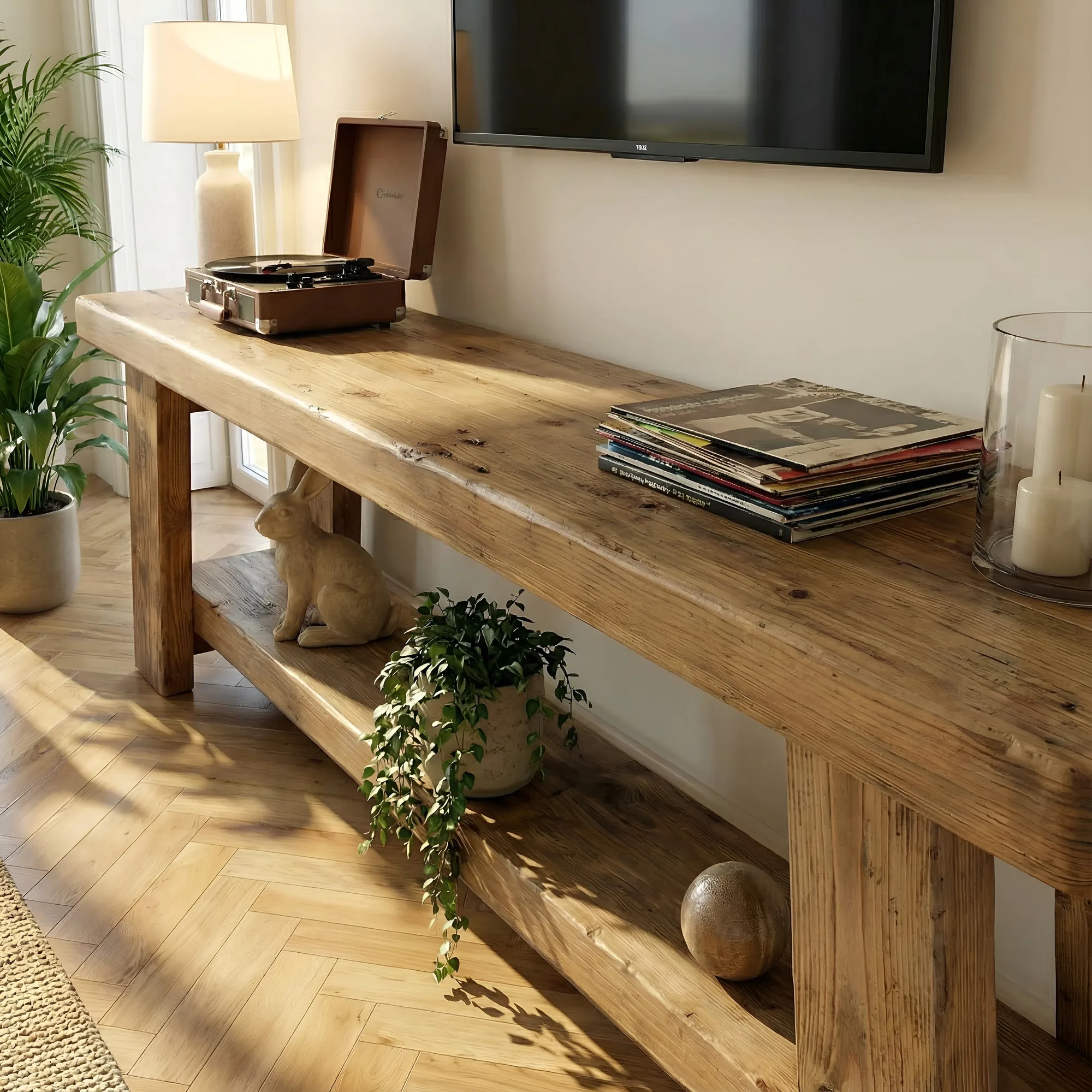 ROME Solid Wood Chunky TV Unit / Bench