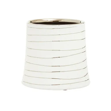 Haldis Small White & Silver Ceramic Planter