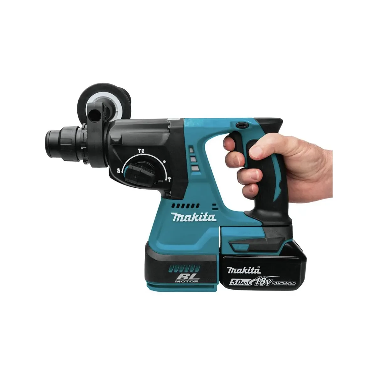 Makita 18V rotary hammer kit with charger and tool bag