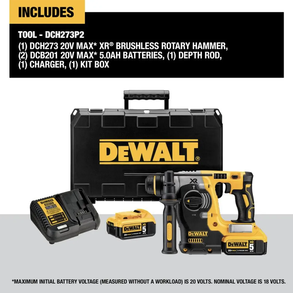 DeWalt DCH273 cordless SDS Plus rotary hammer for concrete