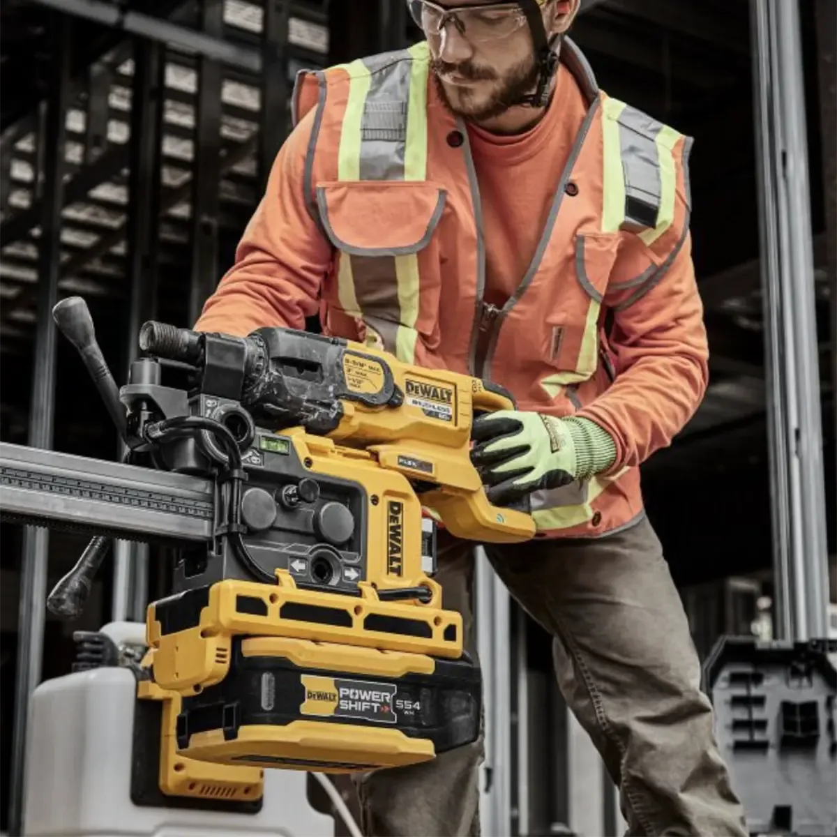DeWalt concrete coring stand with removable transport wheels