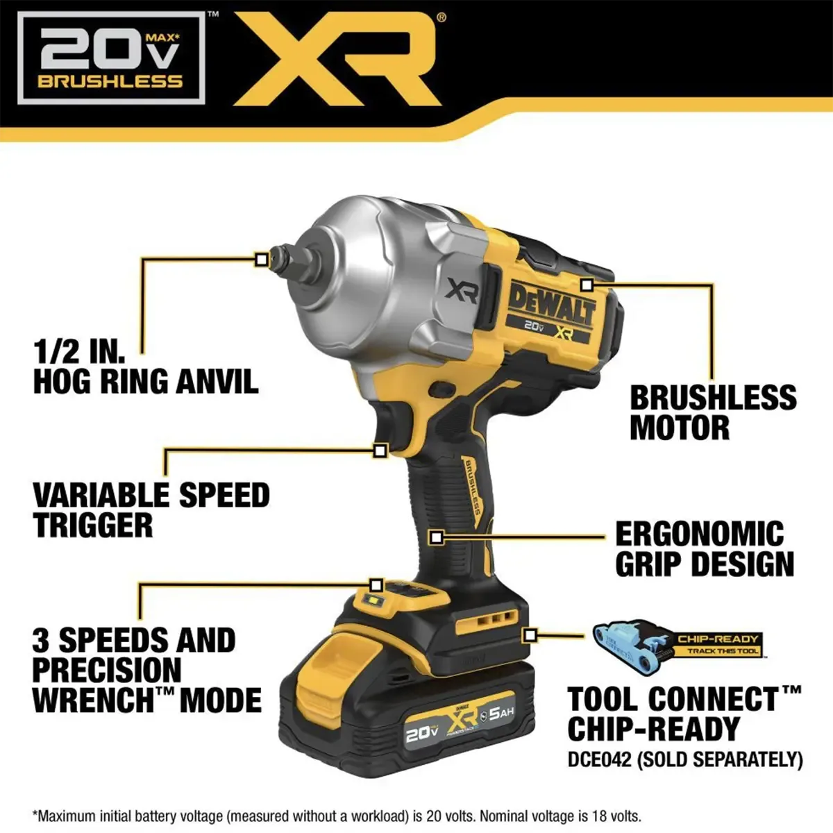 DeWalt cordless impact wrench for automotive and construction