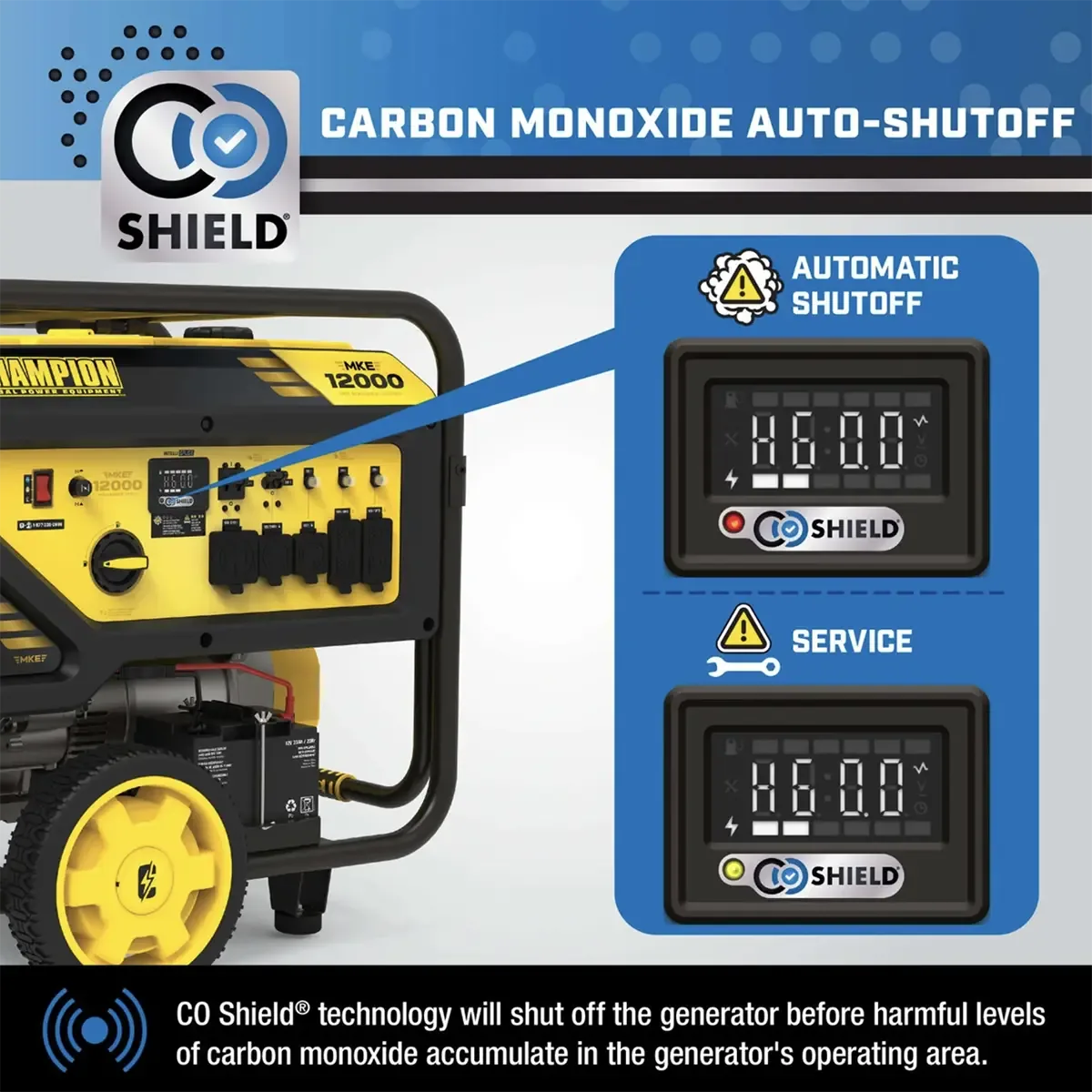 Champion 12000 Watt Portable Generator with Electric Start + CO Shield