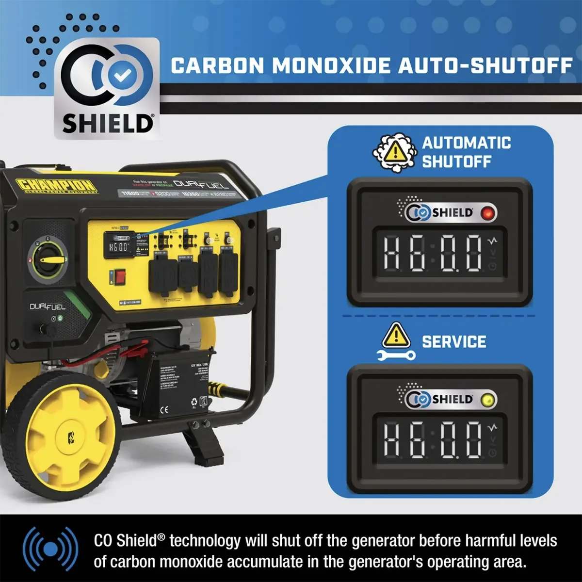 Champion 9200 Watt Dual Fuel Portable Generator with Electric Start + CO Shield