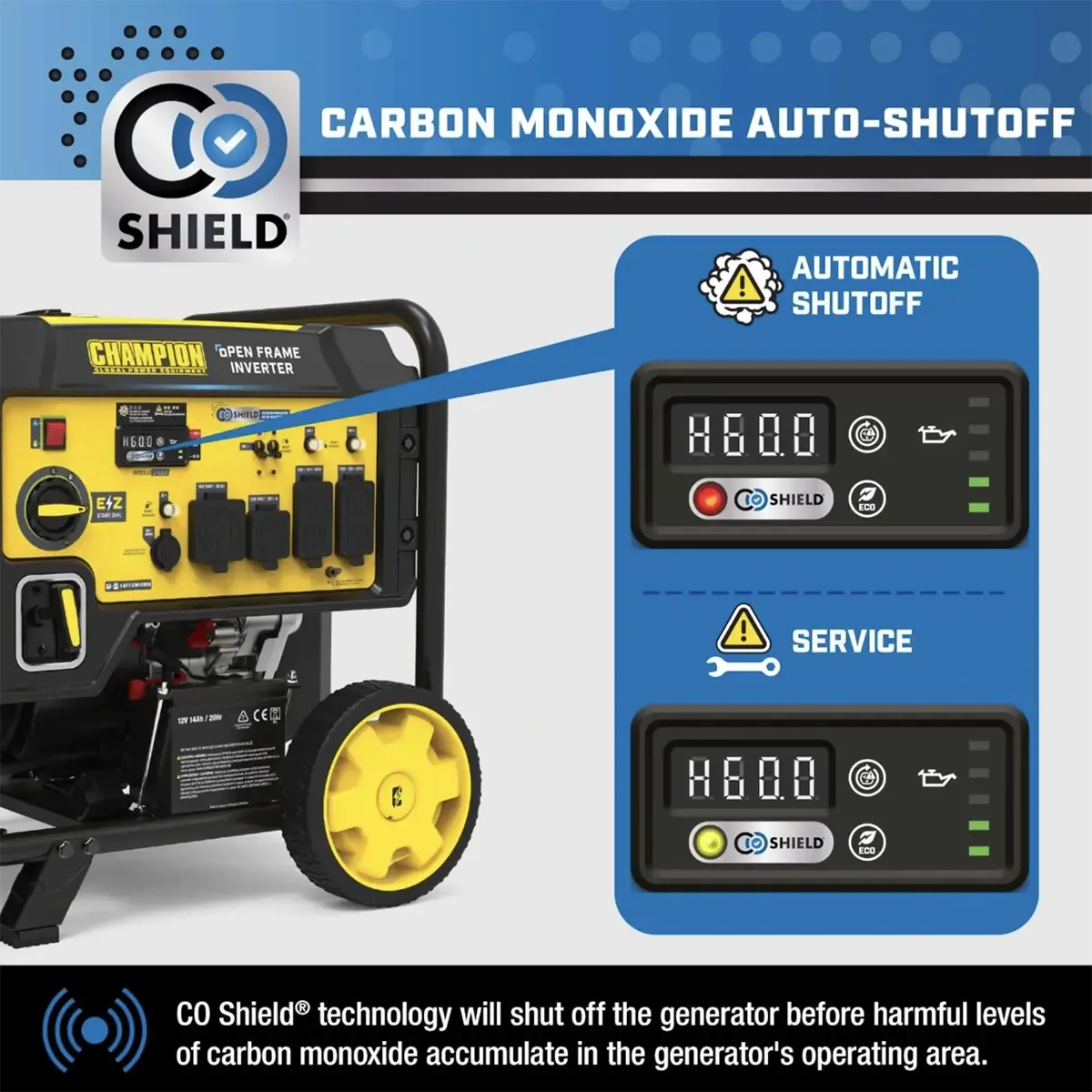 Champion 10000 Watt Inverter Generator Open Frame with CO Shield