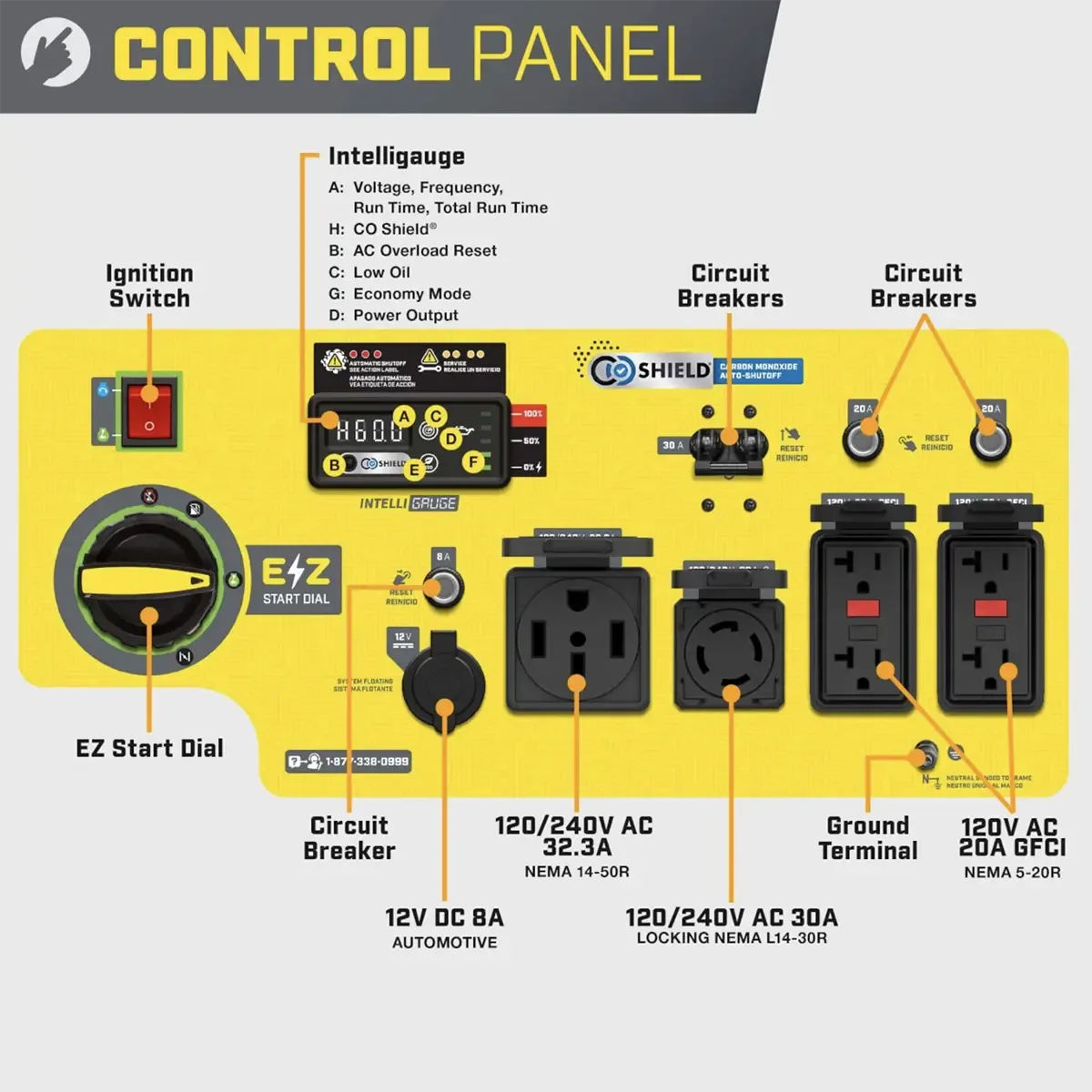 Champion 10000 Watt Inverter Generator Open Frame with CO Shield