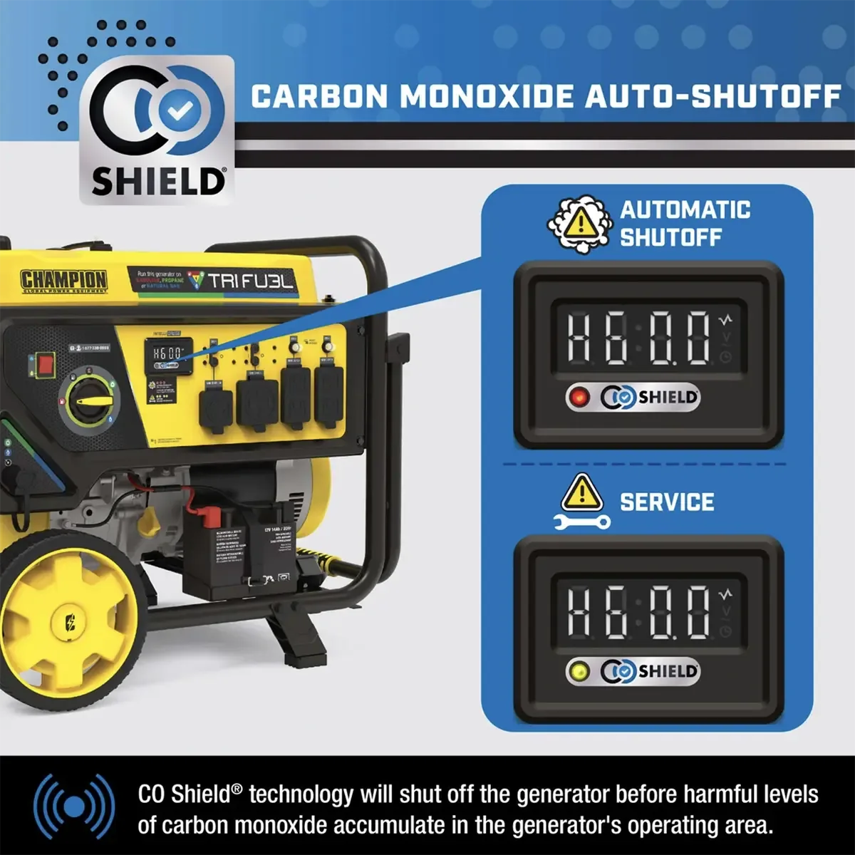 Champion 10000 Watt Tri Fuel Portable Generator Electric Start with CO Shield