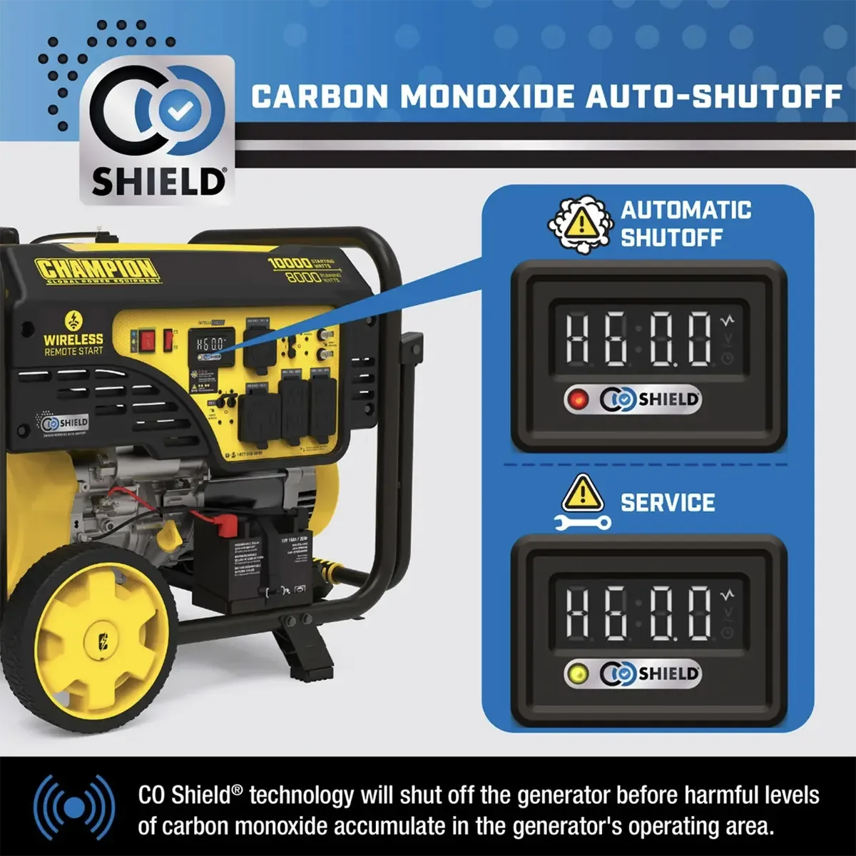 Champion 8000 Watt Portable Generator with Remote Start + CO Shield