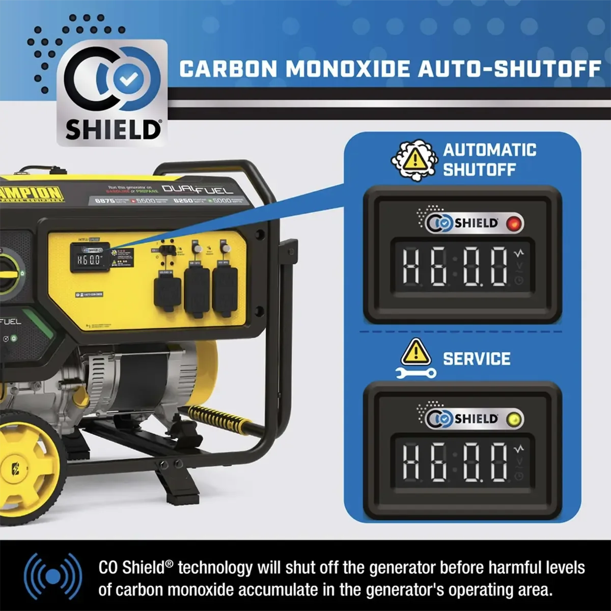 Champion 5500 Watt Dual Fuel Portable Generator with CO Shield