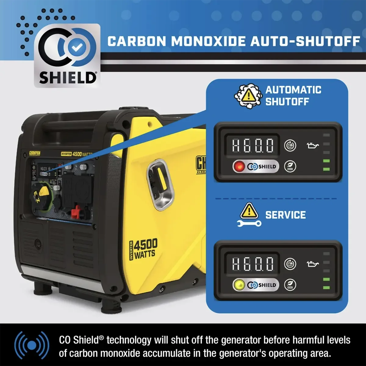 Champion 4500 Watt Inverter Generator RV Ready with CO Shield and Quiet Technology