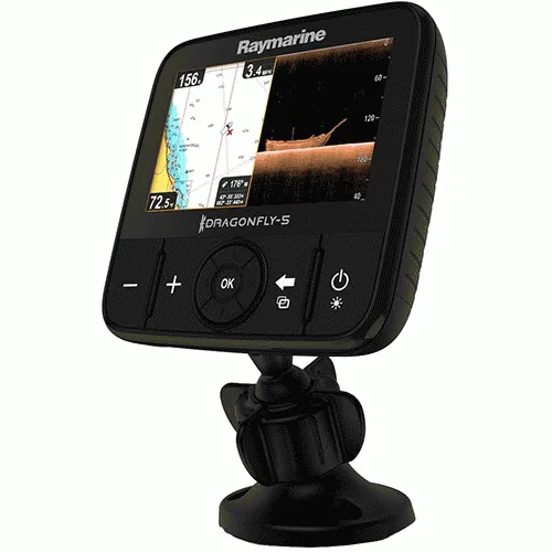 RAYMARINE DRAGONFLY 5PRO GOLD COMBO W/ TRANSDUCER & NAVIONICS NA GOLD LAKES RIVERS & COASTAL CHART