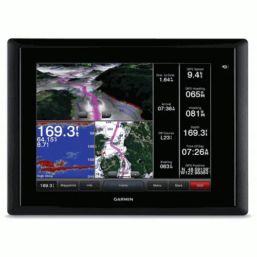 GARMIN GPSMAP 8212 MF TOUCH DISP SYS W/US COAST CHARTS, GPS, CARD RDR