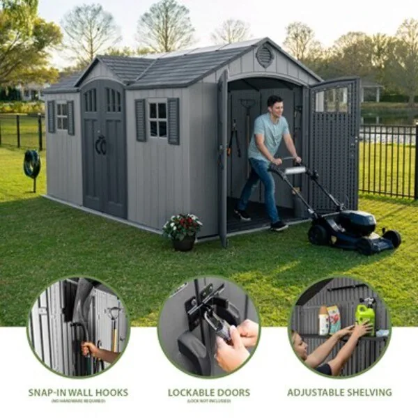 Lifetime 15 x 8 ft. Dual Entry Shed – 60455