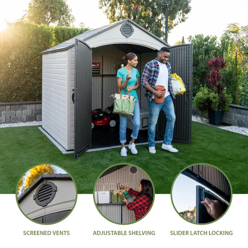 Lifetime 8 ft x 7.5 ft Outdoor Storage Shed – 60396