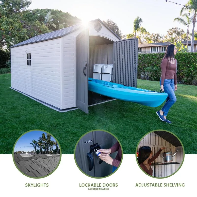 Lifetime 8 ft x 15 ft Outdoor Storage Shed – 60394