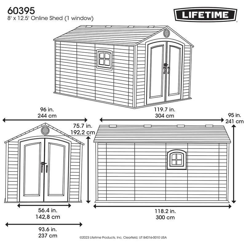 Lifetime 8 ft x 12.5 ft Outdoor Storage Shed – 60395