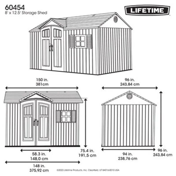 Lifetime 12.5 x 8 ft. Side Entry Shed – 60454