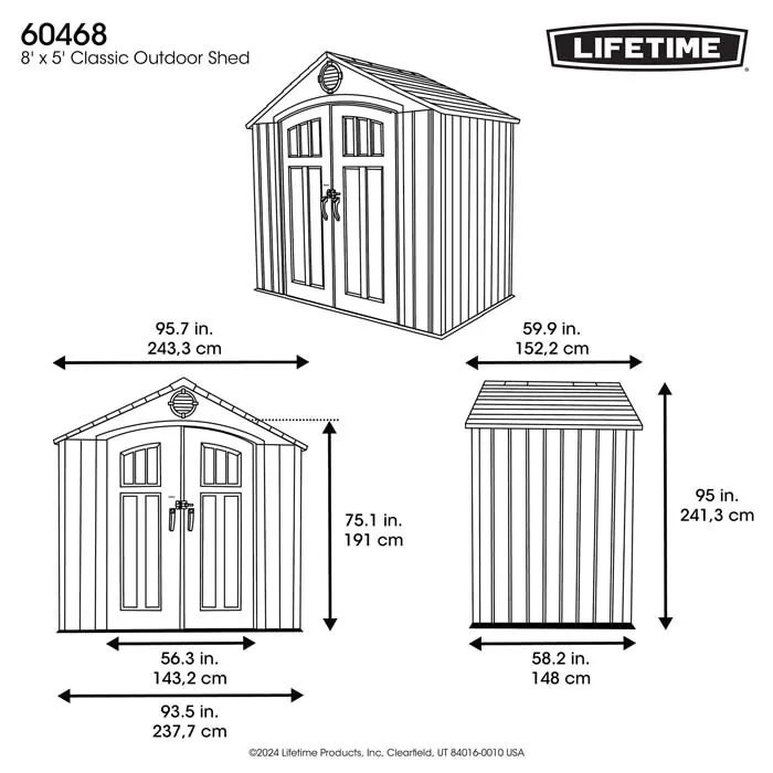 Lifetime 8 Ft. x 5 Ft. Classic Outdoor Storage Shed – 60468