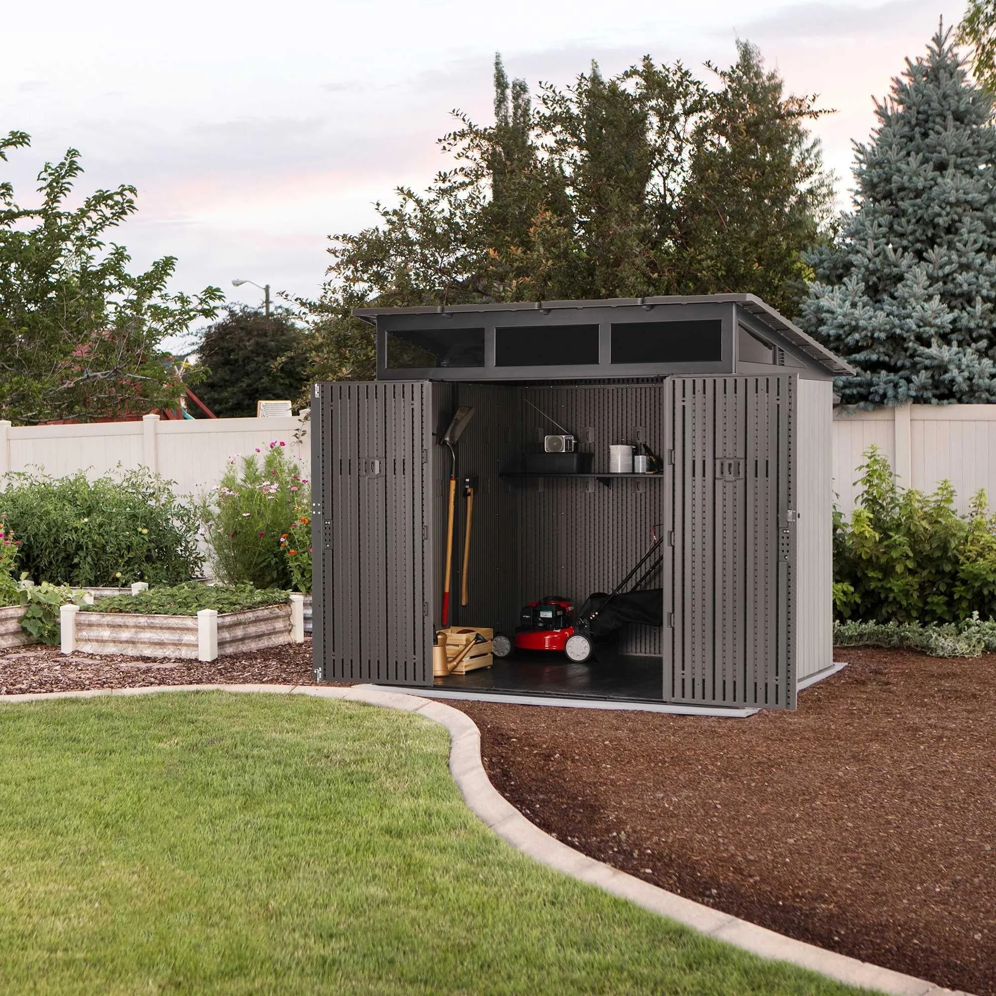 Lifetime 8.3 Ft. X 8.3 Ft. Farmhouse Storage Shed – 60542
