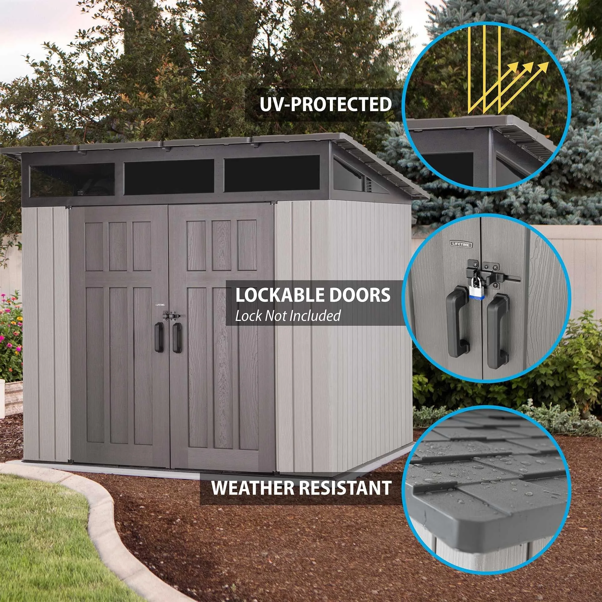 Lifetime 8.3 Ft. X 8.3 Ft. Farmhouse Storage Shed – 60542