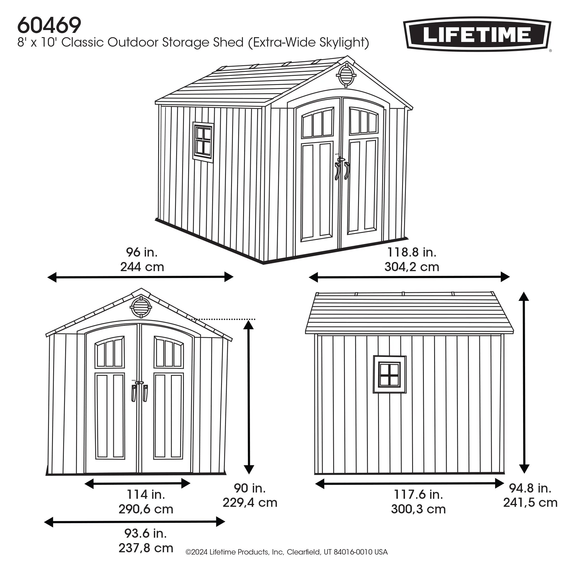 Lifetime 8 Ft. X 10 Ft. Outdoor Storage Shed – 60469