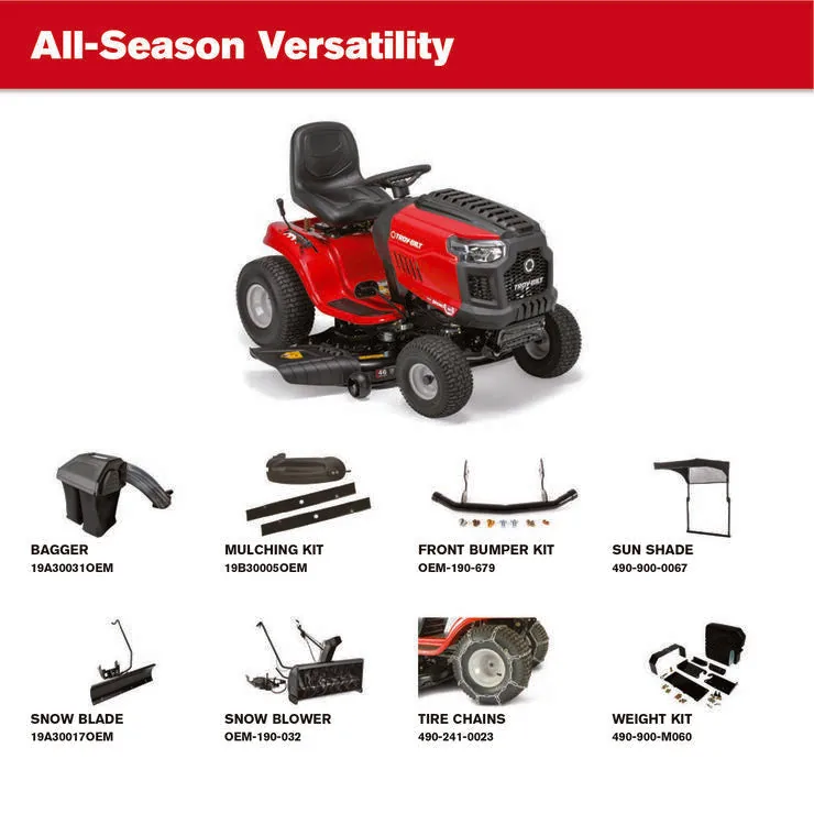 Troy-Bilt Bronco 46K Riding Lawn Mower | 46-in 541cc Kohler Engine | Auto Transmission | 46″ Deck