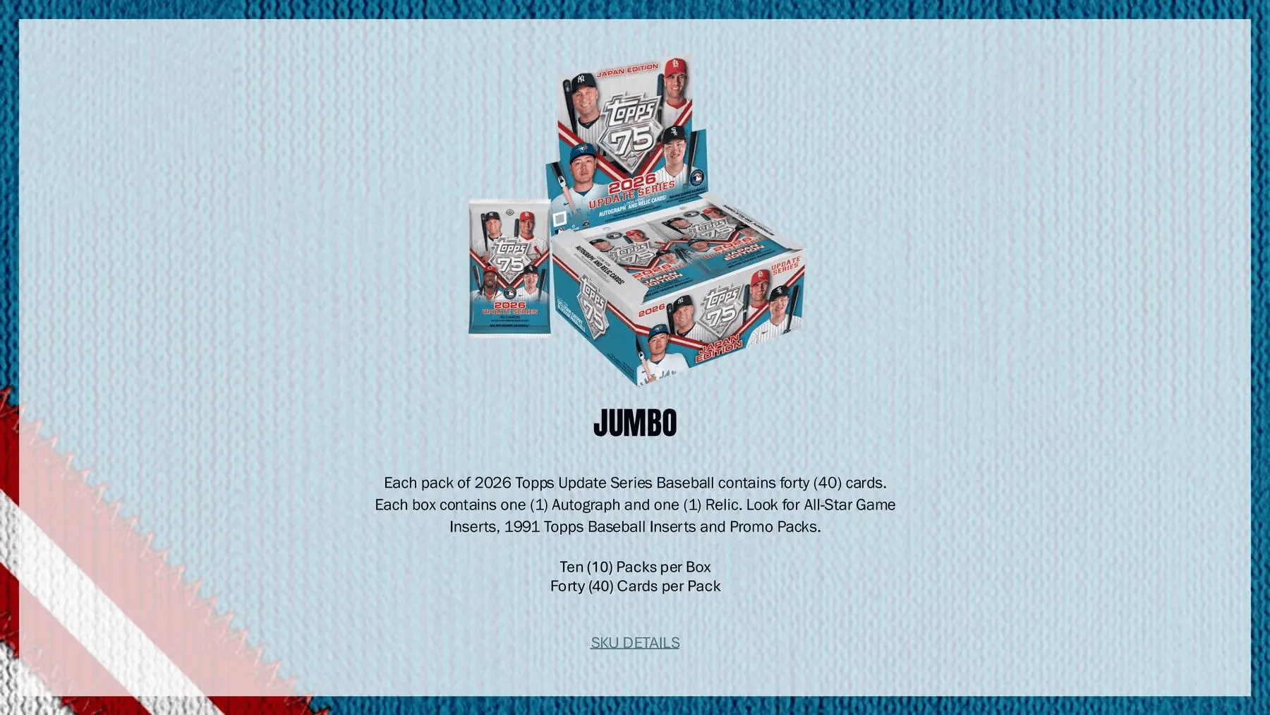 2026 Topps Update Series Baseball Hobby Jumbo 6-Box Case (Presell)