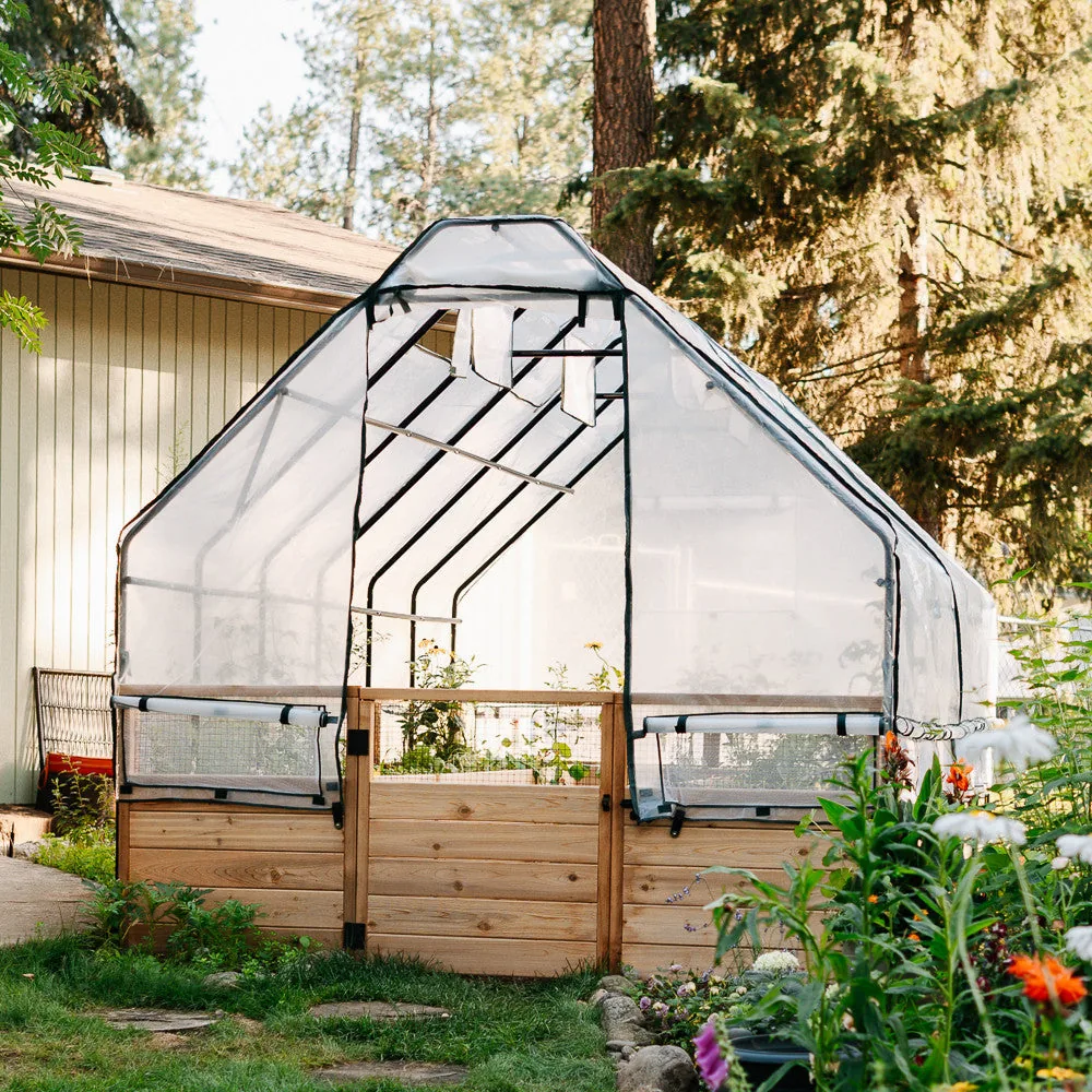 Cedar Complete Raised Garden Bed Kit with Greenhouse Cover 8′ x 12′