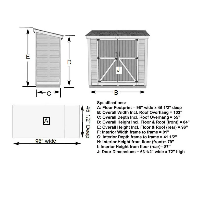 8′ x 4′ SpaceSaver Storage Shed – Double Doors