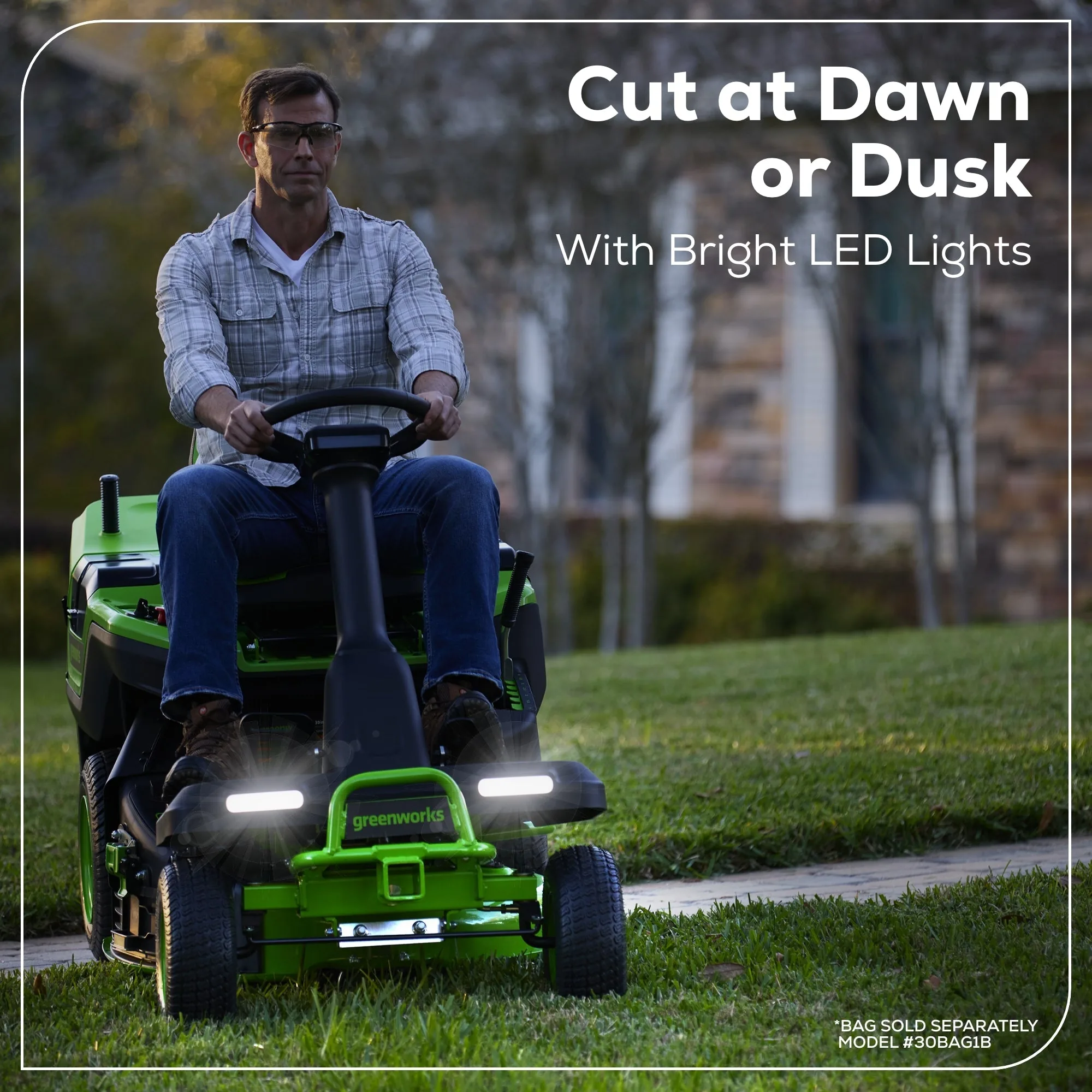 60V 30” CrossoverT Riding Lawn Tractor with (2) 8.0 Ah, (2) 4.0 Ah Batteries & 600-Watt Charger
