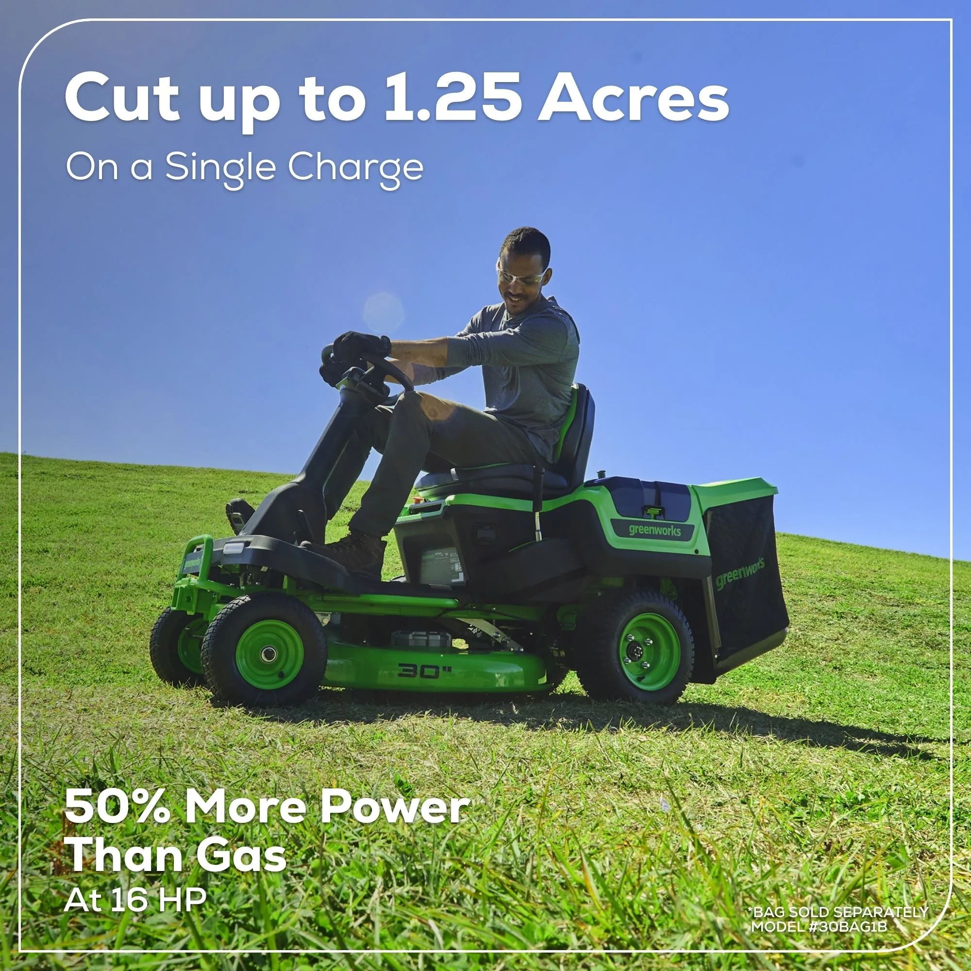 60V 30” CrossoverT Riding Lawn Tractor with (2) 8.0 Ah, (2) 4.0 Ah Batteries & 600-Watt Charger